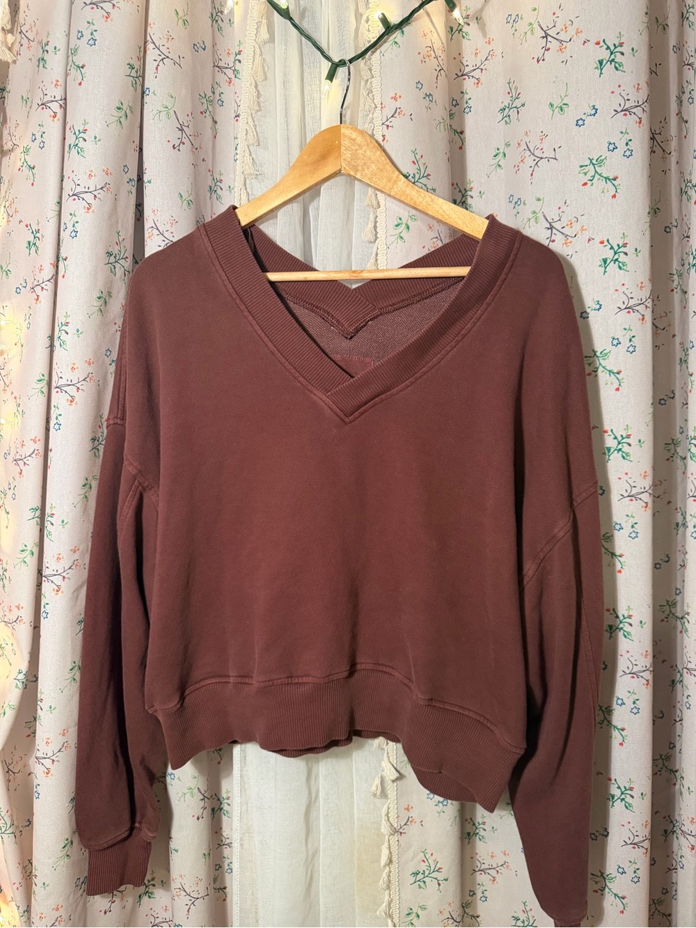 aerie V-Neck Pullover Sweater in Chocolate Brown